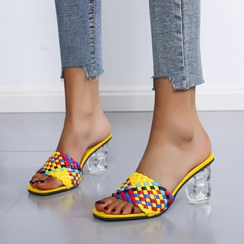 2023 Модни дамски сандали на ток в необичаен стил, прозрачни, с отворени пръсти, Летни Чехли с нов дизайн, Мебели, градинска дамски обувки