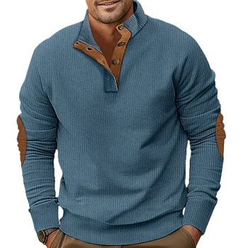 Новата есенна мъжки дрехи, блузи с яка-часова, hoody в контрастен цвят, с дълъг ръкав, всекидневни, спортни мъжки пуловери, блузи