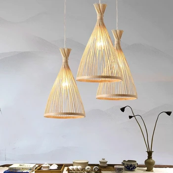 Модерен дизайн на окачен лампа от ратан и бамбук, ръчно изработени за магазин, хотел, кафене, бар, ресторант, вътрешен интериор у дома Led лампа