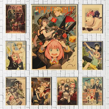 Художествени плакати Аниме Spy X Family от Крафт-хартия, Подарък Стенен плакат, Стикери за стена за хол, Художествена Живопис