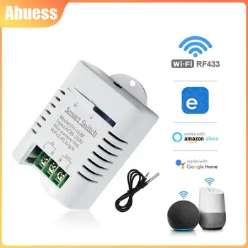 eWeLink Smart TH16 Превключвател 16A Мониторинг на Температура И Влажност WiFi Switch Безжично Управление е Съвместимо С Алекса Google Home