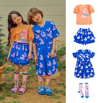 Рокля за момичета 2023, лятно ново модно детско рокля с изображение на заек, памучни сини сладък рокли на принцеси за момичета, детски дрехи