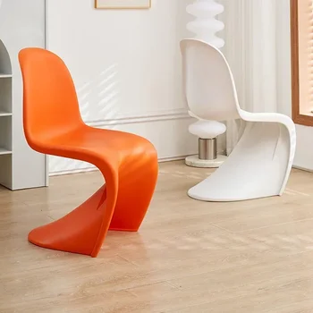 Дизайнерски трапезни столове Nordic от пластмаса с акцент, Луксозно кресло за всекидневната, Модерен салон, Ергономична Градински мебели Sillas Comedor