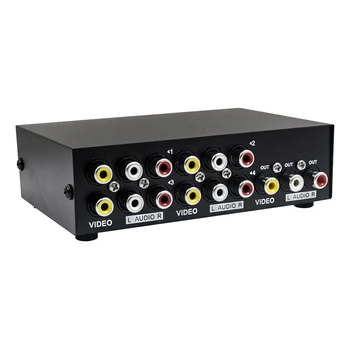 2X 4-портов AV-преминете на RCA-switch 4 В 1 От Кутията за избор на композитни видео L / R Аудио за игрова конзола STB DVD