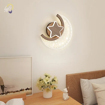 Скандинавски led монтиран на стената лампа Moon Star Лампа за вътрешно осветление Прикроватной нощни шкафчета в домашната спалня, декориране на детски стаи, стенни лампи, стенни лампи