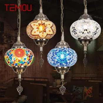 Окачен лампа впечатлява със своя бохемски стил TEMOU Simply Creative Декоративна стъклена led таван полилей за дома, хол, спалня