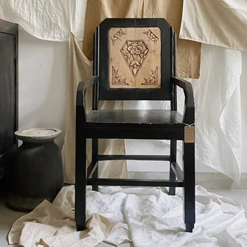 Ретро ретро случайни единична стол на Китайската Република, носталгия антикварен единична маса за хранене, стол