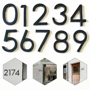 3d Цифрови букви с цифри в къщи, много съвременни врати, азбука за дома, на открито, 5,6-цолови Черни цифри, адрес, табелката с номера на врата на дома 0-9