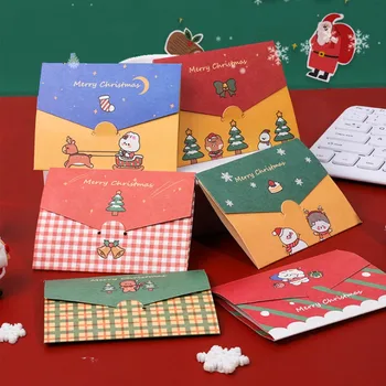 1 бр./опаковане. шест възможности анимационен коледна серия от Дядо Коледа Коледна елха поздравителна картичка плик сам сгъваема малка cardchrismas