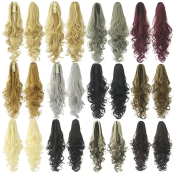 Черни, сиви вълнообразни синтетични косми, конски опашки, нокът, шнола за удължаване на коса, перуки, аксесоари за коса за жени