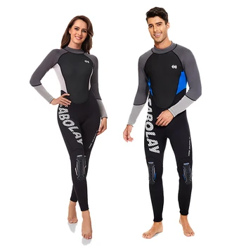 Нов 3 мм неопреновый водолазный костюм, мъжки едно парче бански, дамски моден топло и слънцезащитен костюм за сърф, водолазный костюм