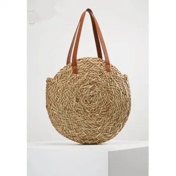 2018-НОВА дамска сламена чанта в летен стил, дамски чанти впечатлява със своя бохемски стил, големи чанти през рамо, модерен вязаная плажна сламена чанта на едро