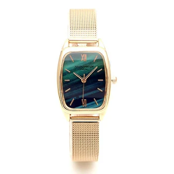 Луксозни дамски часовник с циферблат от розово злато и метална каишка, кварцов часовник, дамски часовници, реколта ръчен часовник с цветен циферблат зелен цвят Reloj