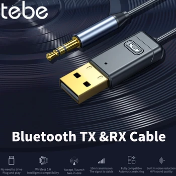 tebe 3.5 мм Aux Bluetooth Приемник Предавател аудио кабел Безжично Хендсфри Адаптер За Автомобил Динамика