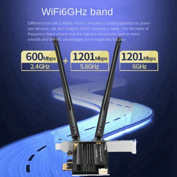 Антена Wifi6e 3000 Mbps на 2,4 G 5G 6 Ghz Bluetooth 5,2 USB3.0 Трибандов Адаптер за Безжична локална мрежа Wifi Приемник За Настолен Компютър, Лаптоп