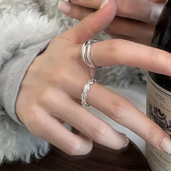 Регулируема който отваря пръстен във формата на сърце сребърен цвят, за жени, подарък за парти за момичета, модни бижута в корейски стил с покритие, директна доставка