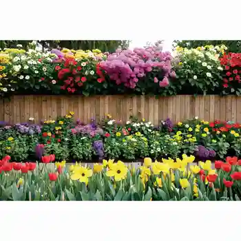 Градински цветя ограда, фонове, украса за фотография, за украса на пролетното парти, Цъфтеж гредова стена, изработен по поръчка на Фона на детски снимки