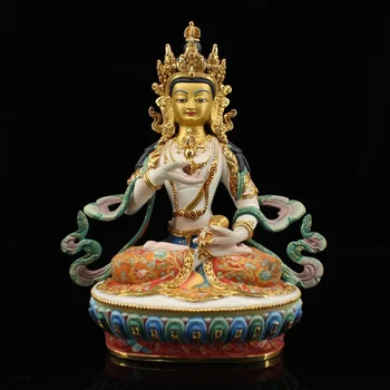 9-Инчов колекция Тибетски храм, Стара лилаво бронзовата линия в златни мозайки, декориран майстор Зала за поклонение на който бе седнал Буда Ваджрасаттве