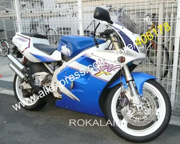 Комплект Обтекателей За Suzuki RGV250 VJ22 90-94 RGV 250 VJ22 1990 1991 1992 1993 1994 Синьо-Бял ABS Мотоциклет Обтекател