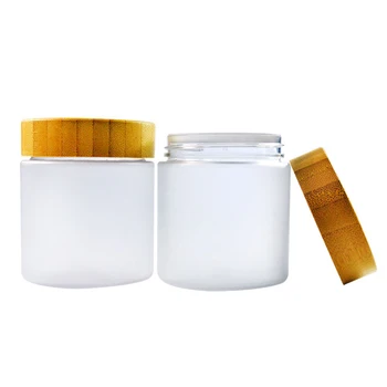 Прозрачен пластмасов буркан от Флакона козметичен крем за домашни ЛЮБИМЦИ с бамбук дървен капак, Матирана бутилка, Буркан за търкане и талк, Кутии за опаковане на продукти за грижа за кожата